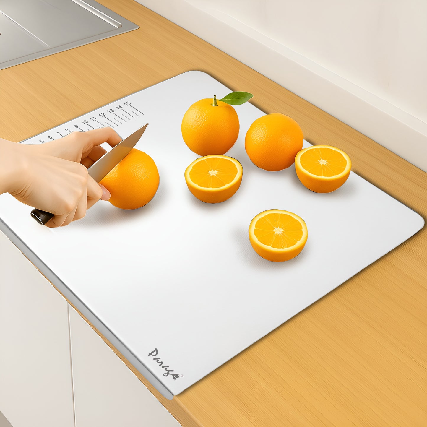 Stainless Steel Countertop Chopping Board - L-Shape 41x31 cm, Heavy Duty, Rust-Free, Kitchen & Professional Use