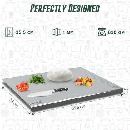 Stainless Steel Countertop Chopping Board - L-Shape, Medium 35.5x31 cm, Heavy Duty