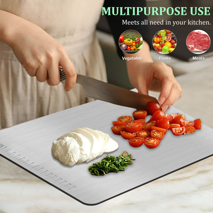 Stainless Steel Countertop Chopping Board - L-Shape 41x31 cm, Heavy Duty, Rust-Free, Kitchen & Professional Use