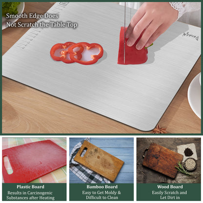 Stainless Steel Countertop Chopping Board - L-Shape 41x31 cm, Heavy Duty, Rust-Free, Kitchen & Professional Use