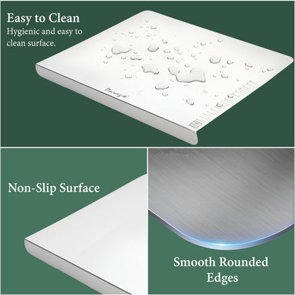 Stainless Steel Countertop Chopping Board - L-Shape, Medium 35.5x31 cm, Heavy Duty