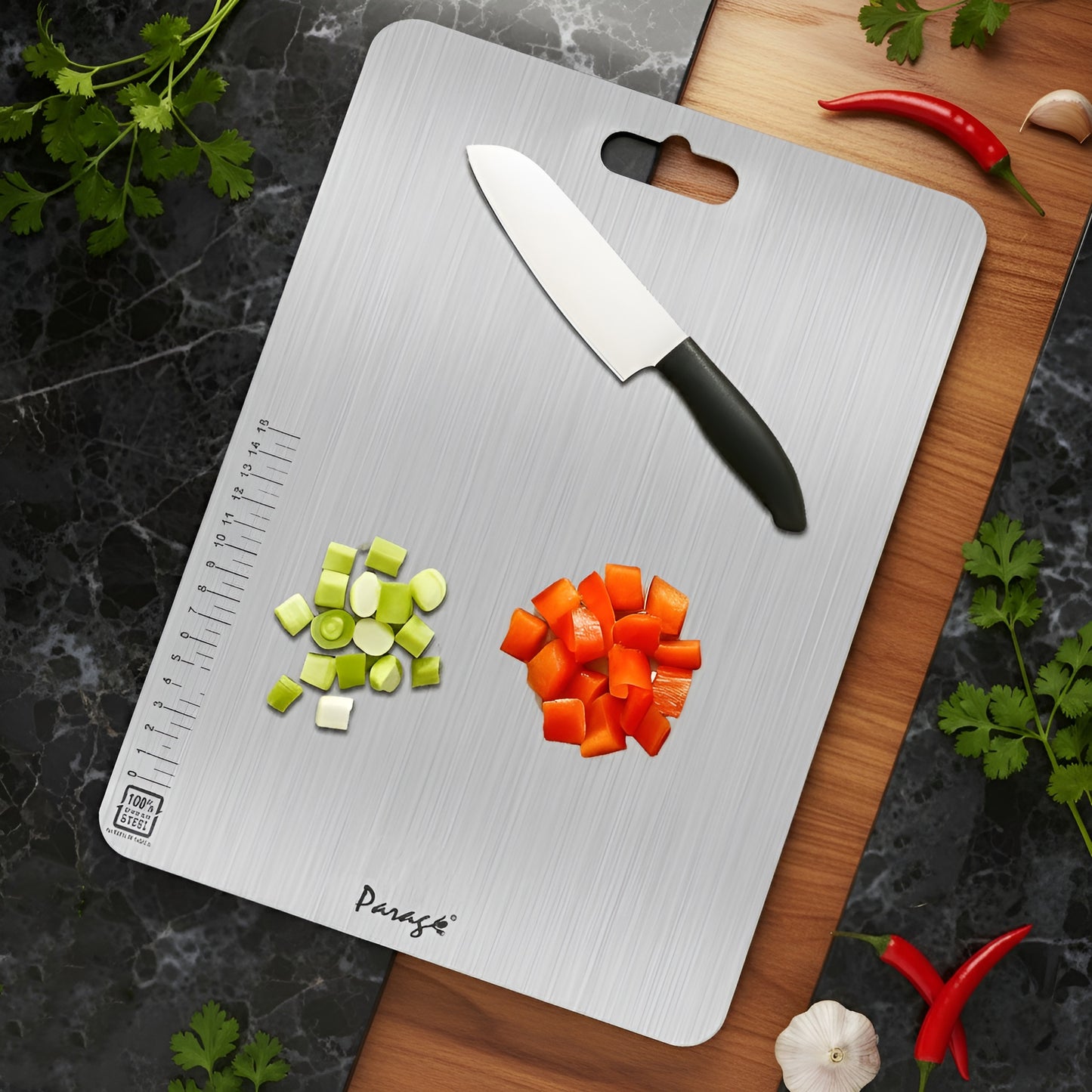 Chopping Board | 35.5x25 cm | Stainless Steel | Silver | Heavy Duty
