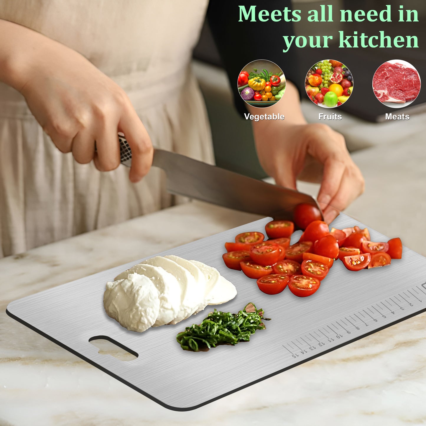 Premium Stainless Steel Chopping Board - Medium 31x21 cm, Heavy Duty, Rust-Free, Kitchen & Professional Use