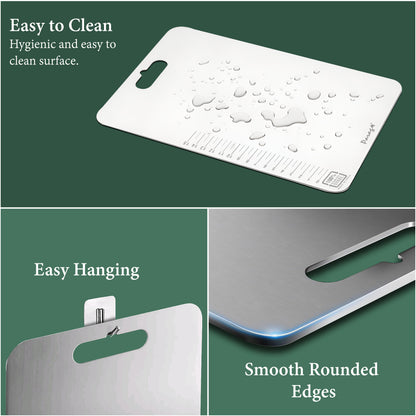 Premium Stainless Steel Chopping Board - Medium 31x21 cm, Heavy Duty, Rust-Free, Kitchen & Professional Use