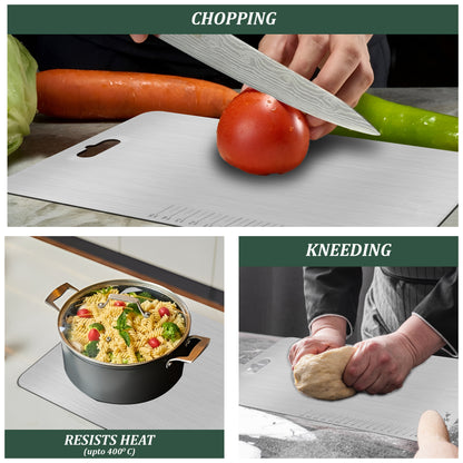 Premium Stainless Steel Chopping Board - Medium 31x21 cm, Heavy Duty, Rust-Free, Kitchen & Professional Use