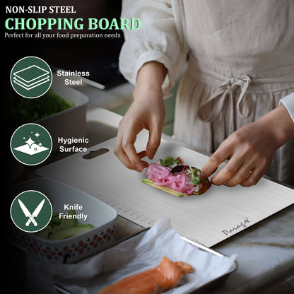 Premium Stainless Steel Chopping Board - Medium 31x21 cm, Heavy Duty, Rust-Free, Kitchen & Professional Use