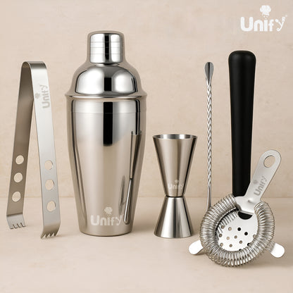 6pc Stainless Steel Bartender Kit | Cocktail Shaker Set