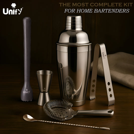 6pc Stainless Steel Bartender Kit | Cocktail Shaker Set