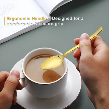 6-Piece Stainless Steel Small Coffee Spoon Set | 12cm Premium PVD Gold Spoons, Luxury Tableware & Gift
