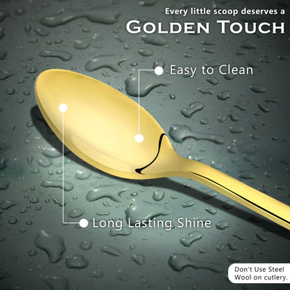6-Piece Stainless Steel Small Coffee Spoon Set | 12cm Premium PVD Gold Spoons, Luxury Tableware & Gift
