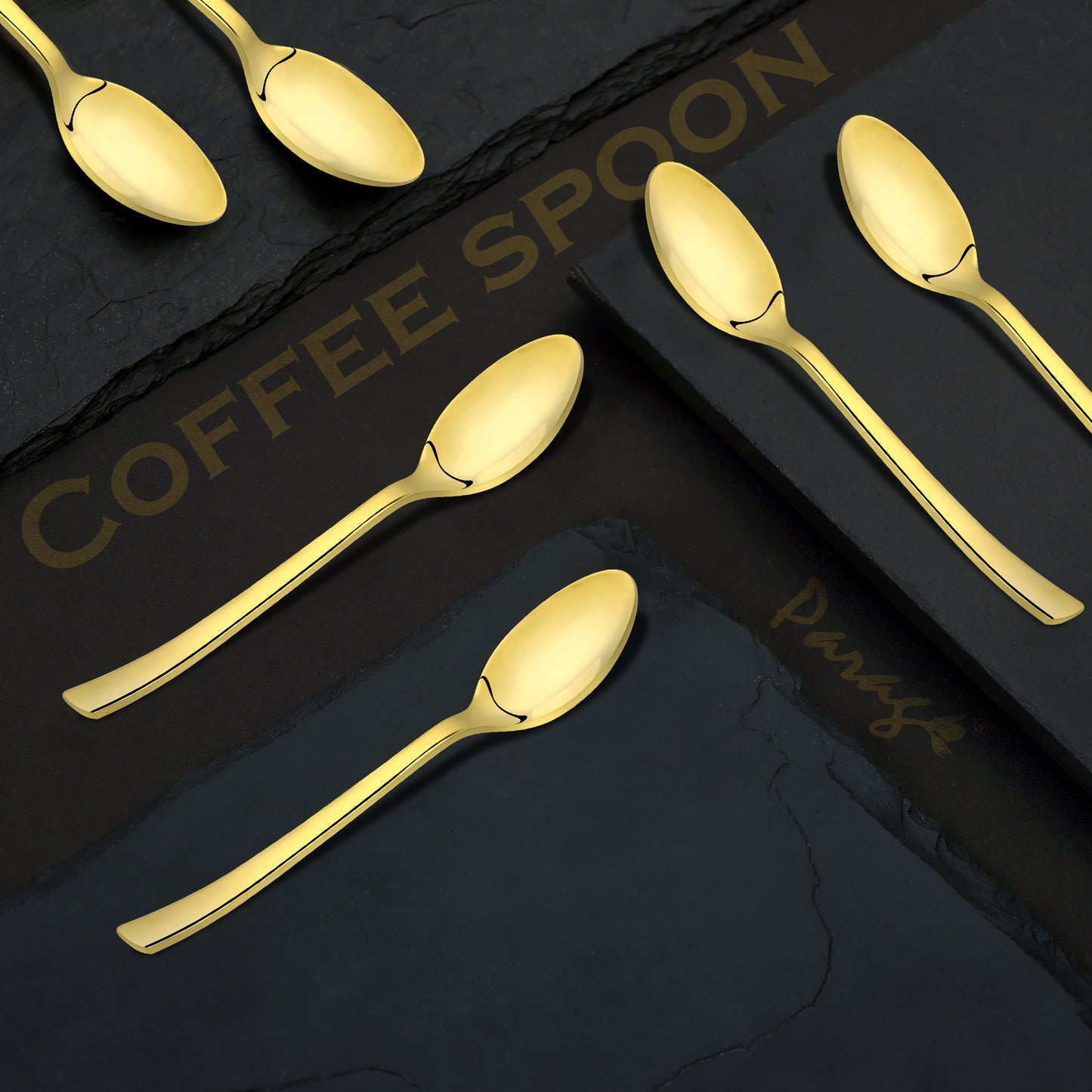 6-Piece Stainless Steel Small Coffee Spoon Set | 12cm Premium PVD Gold Spoons, Luxury Tableware & Gift