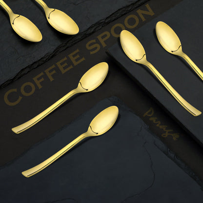 6-Piece Stainless Steel Small Coffee Spoon Set | 12cm Premium PVD Gold Spoons, Luxury Tableware & Gift