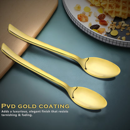 6-Piece Stainless Steel Small Coffee Spoon Set | 12cm Premium PVD Gold Spoons, Luxury Tableware & Gift