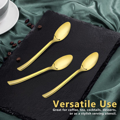 6-Piece Stainless Steel Small Coffee Spoon Set | 12cm Premium PVD Gold Spoons, Luxury Tableware & Gift
