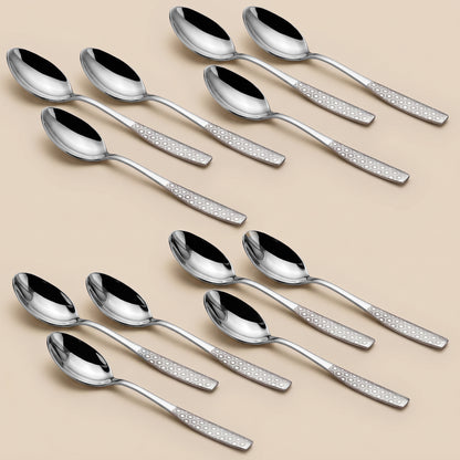 Dinner Spoon Set | 16 cm, 12 pcs | Stainless Steel | Silver | Premium