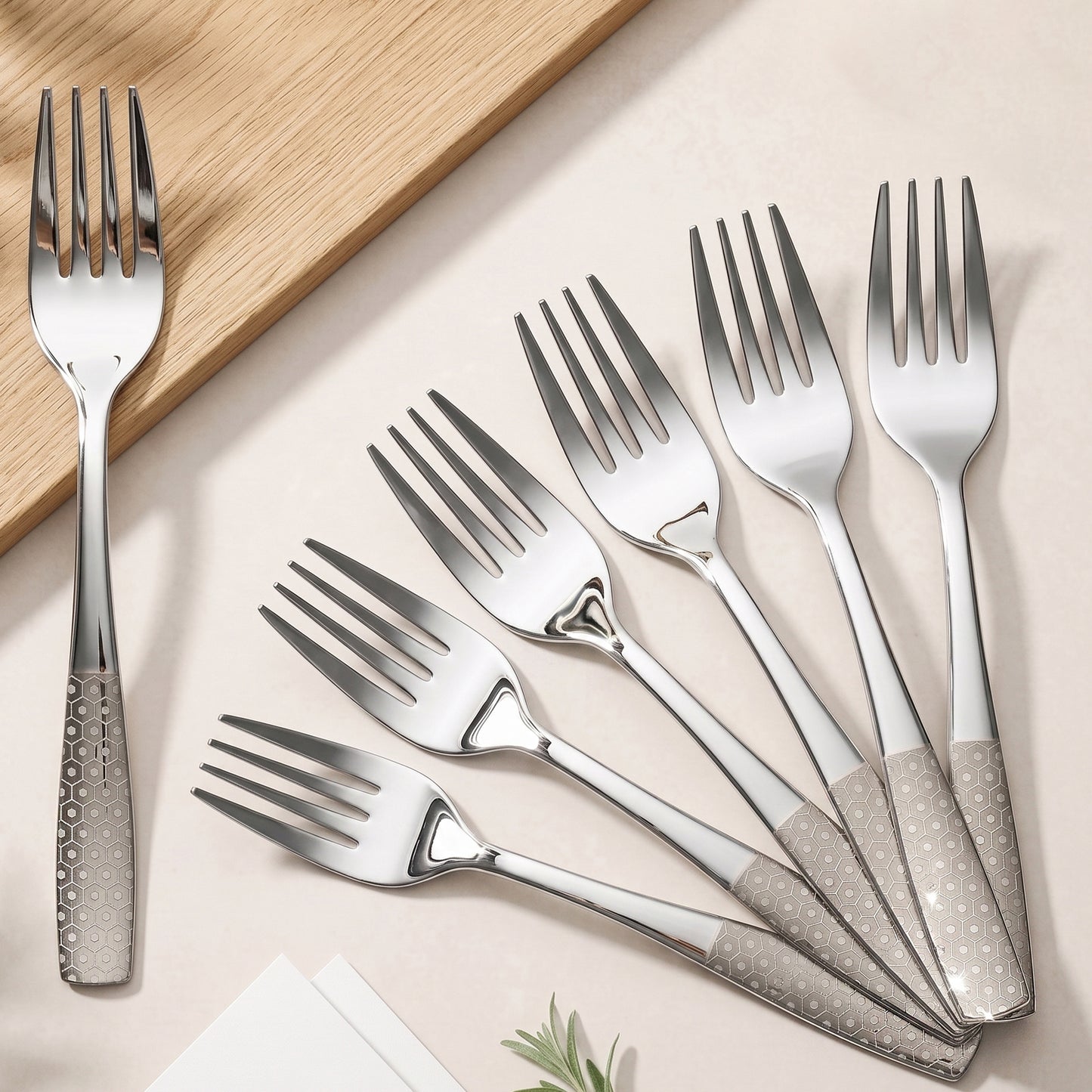 Table Fork Set | 16.5 cm, 6 pcs | Stainless Steel | Silver | Dazzle Design