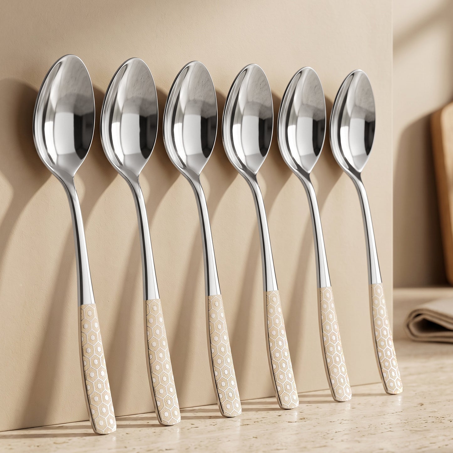 Tea Spoon Set | 14 cm, 6 pcs | Stainless Steel | Silver | Dazzle Design