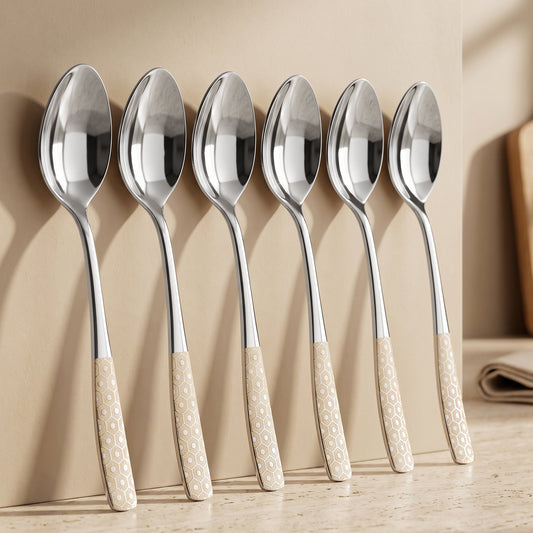 Tea Spoon Set | 14 cm, 6 pcs | Stainless Steel | Silver | Dazzle Design