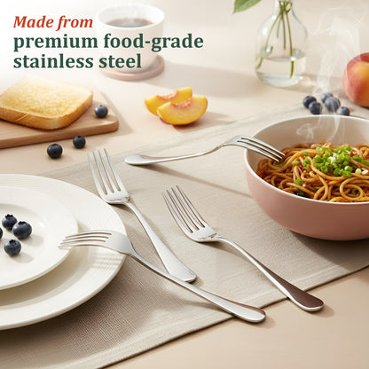 Stainless Steel Forks Set of 6, Fruit Forks for Dining Table, Silver Cutlery, 18.5 cm