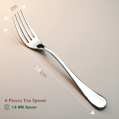 Stainless Steel Forks Set of 6, Fruit Forks for Dining Table, Silver Cutlery, 18.5 cm