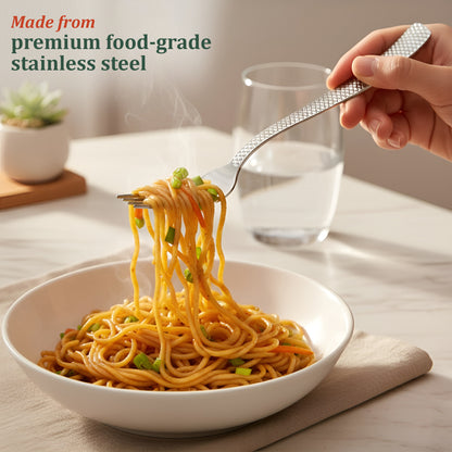 12 Pcs Stainless Steel Table Forks - Silver Cutlery Set, Shiny Sturdy Handle