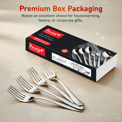 12 Pcs Stainless Steel Table Forks - Silver Cutlery Set, Shiny Sturdy Handle