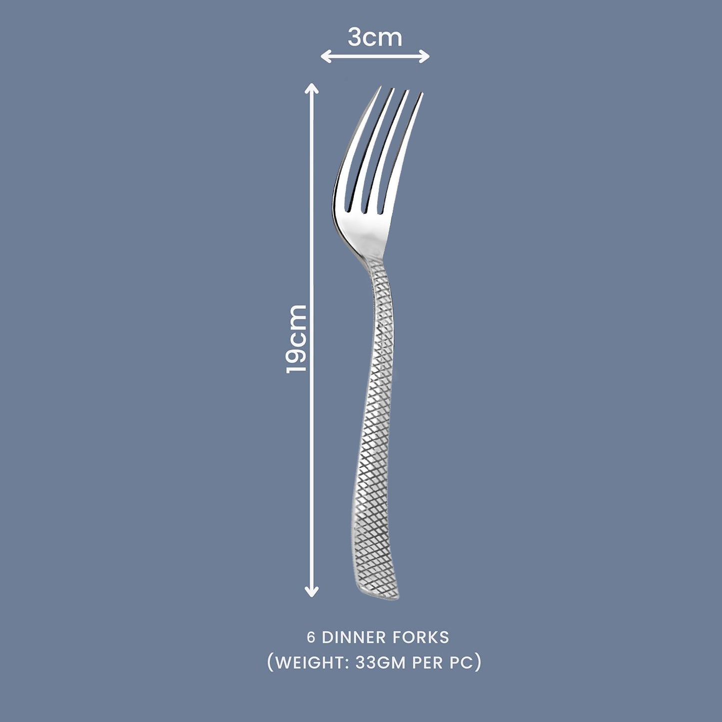 Cutlery Set | 18cm, 6 piece | Stainless Steel | Silver | Zig Zag Design