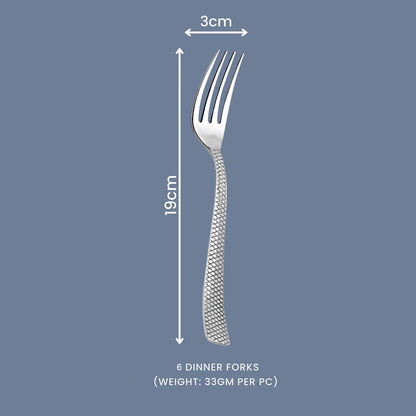 Cutlery Set | 18cm, 6 piece | Stainless Steel | Silver | Zig Zag Design