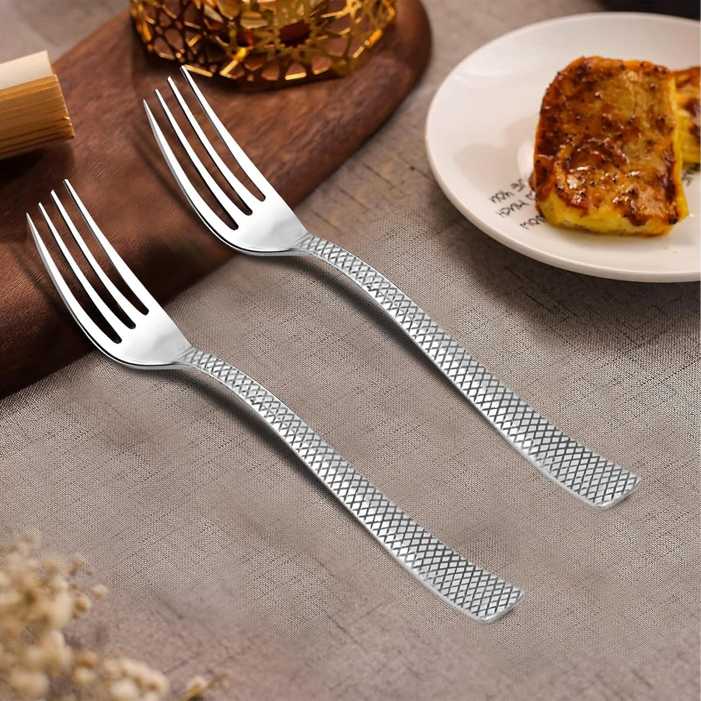 6-Piece Stainless Steel Dinner Forks | 18cm Silver Zig Zag Design, Mirror Finish, Durable Cutlery Set for Home, Kitchen & Restaurant