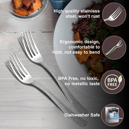 6-Piece Stainless Steel Dinner Forks | 18cm Silver Zig Zag Design, Mirror Finish, Durable Cutlery Set for Home, Kitchen & Restaurant