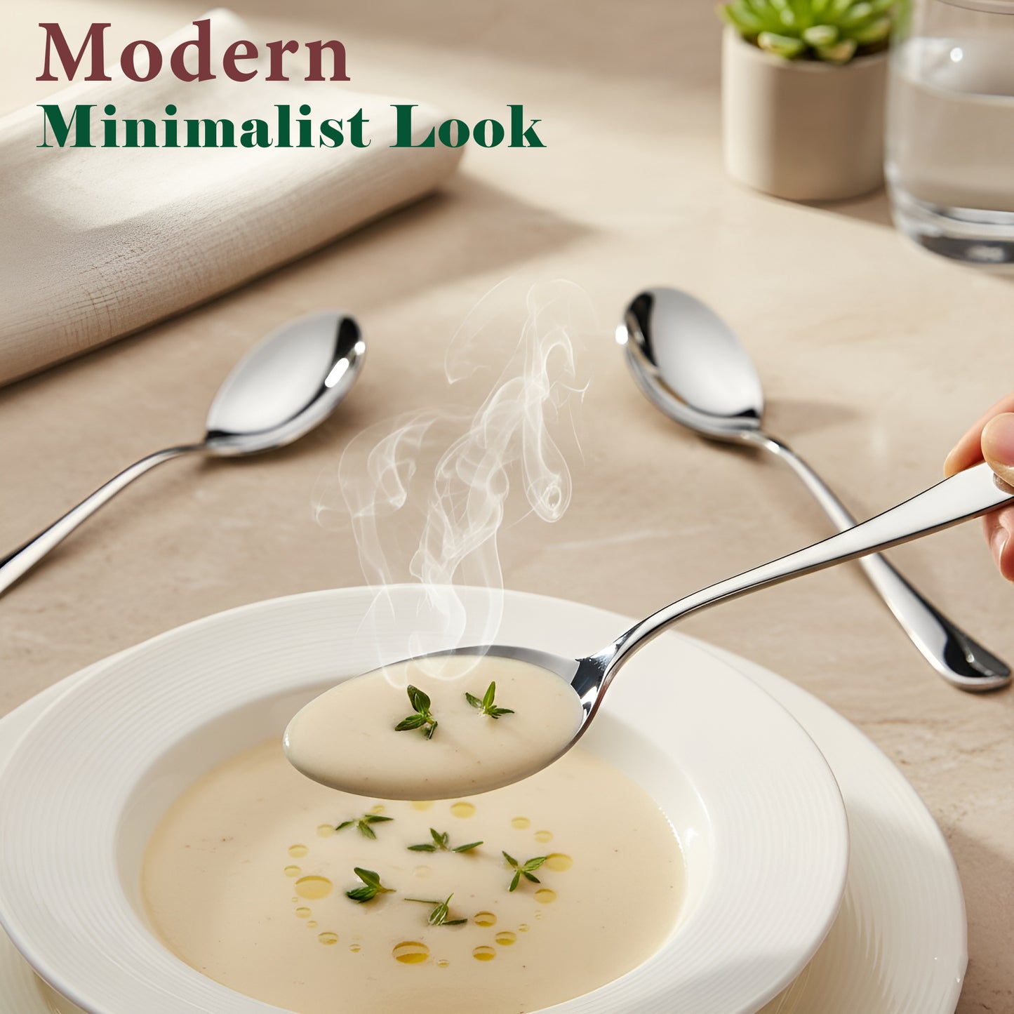 12-Piece Stainless Steel Table Spoon Set | Round Edge Tableware, 18.5 cm, Silver