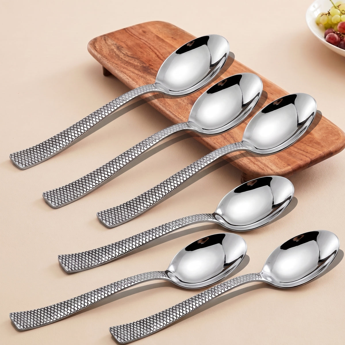 Dinner Spoon Set 6 pcs Stainless Steel Silver Zig Zag Design – Parage