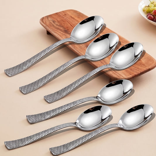 Dinner Spoon Set | 6 pcs | Stainless Steel | Silver | Zig Zag Design