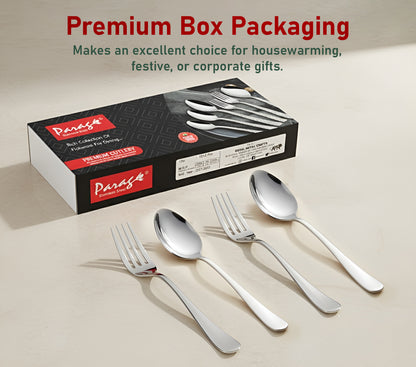 12-Piece Stainless Steel Spoon & Fork Set | Tableware with Round Edge, Silver