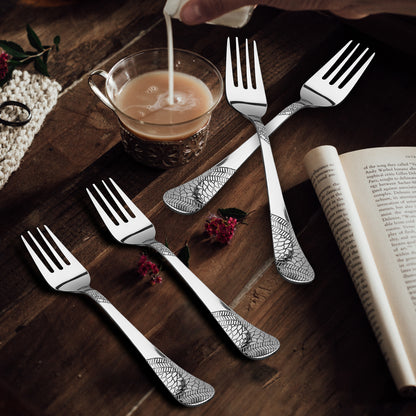6-Piece Stainless Steel Table Forks Set | 18.5cm Premium Silver Dining Cutlery, Imperial Design, Luxury Tableware for Home & Kitchen
