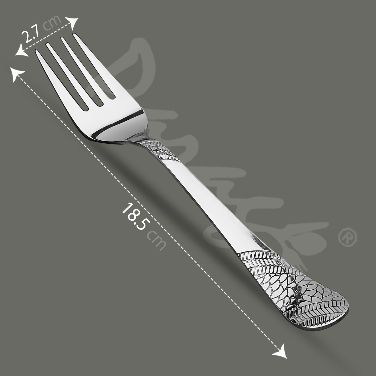 6-Piece Stainless Steel Table Forks Set | 18.5cm Premium Silver Dining Cutlery, Imperial Design, Luxury Tableware for Home & Kitchen