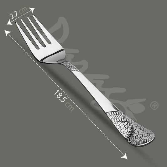 6-Piece Stainless Steel Table Forks Set | 18.5cm Premium Silver Dining Cutlery, Imperial Design, Luxury Tableware for Home & Kitchen
