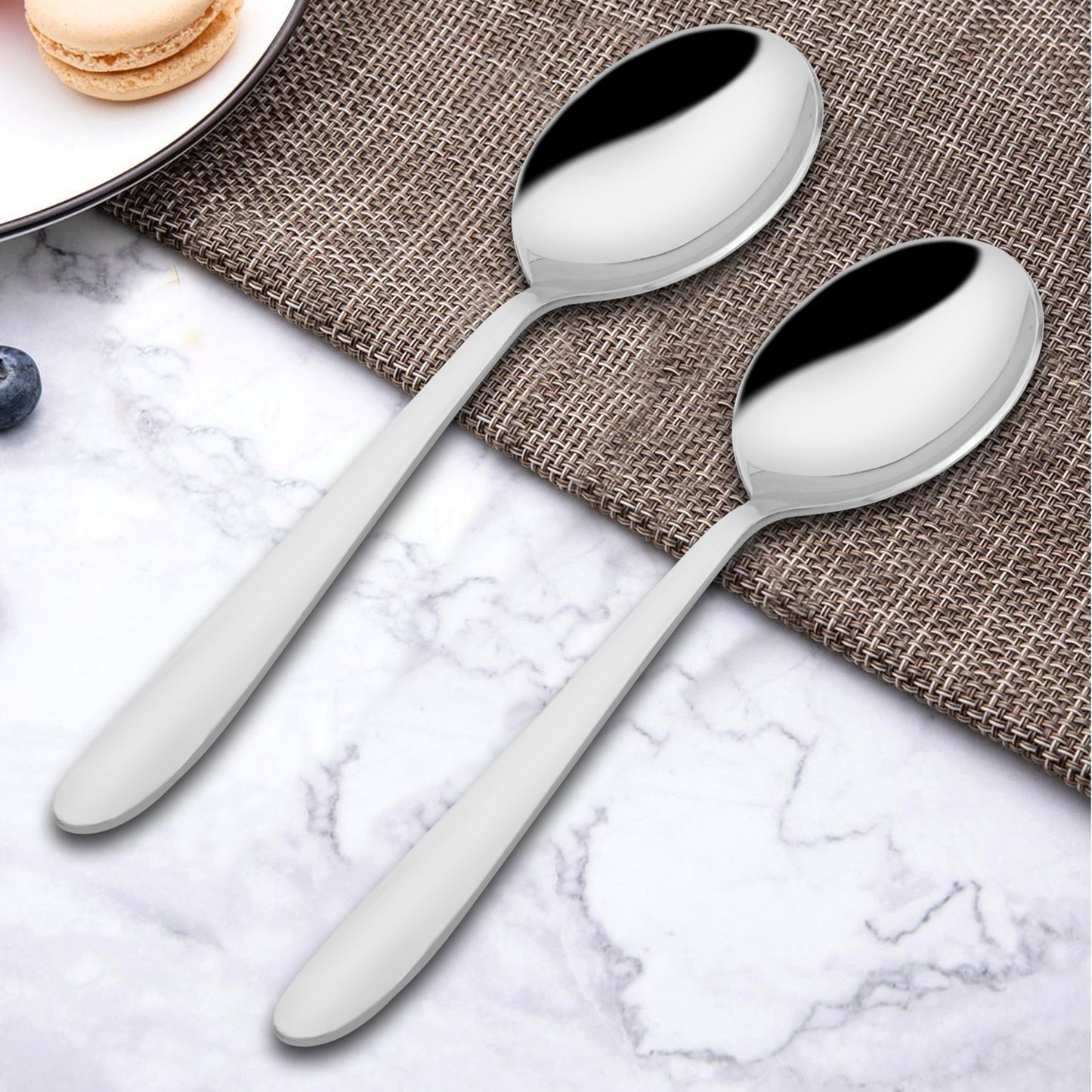 Stainless Steel Soup Spoon Set of 12 | 18 cm Tableware Spoons for Home & Kitchen (Sigma)