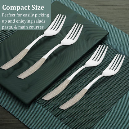6 Pcs Stainless Steel Premium Dinner Fork Set - 16.5 cm Luxury Tableware, Silver Dazzle Design