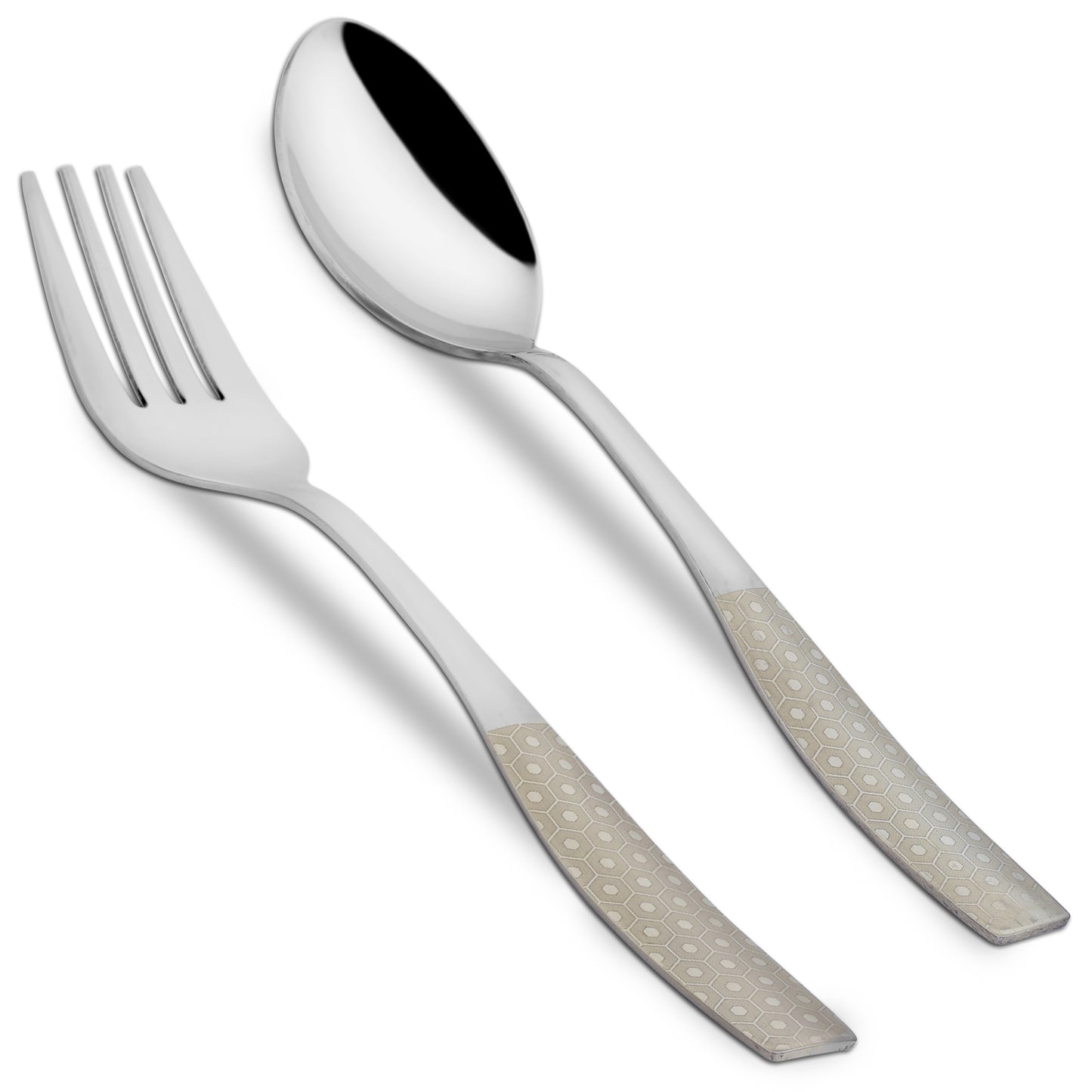 12 Pieces Stainless Steel Premium Cutlery Set - Dinner Spoons & Forks, Silver Dazzle