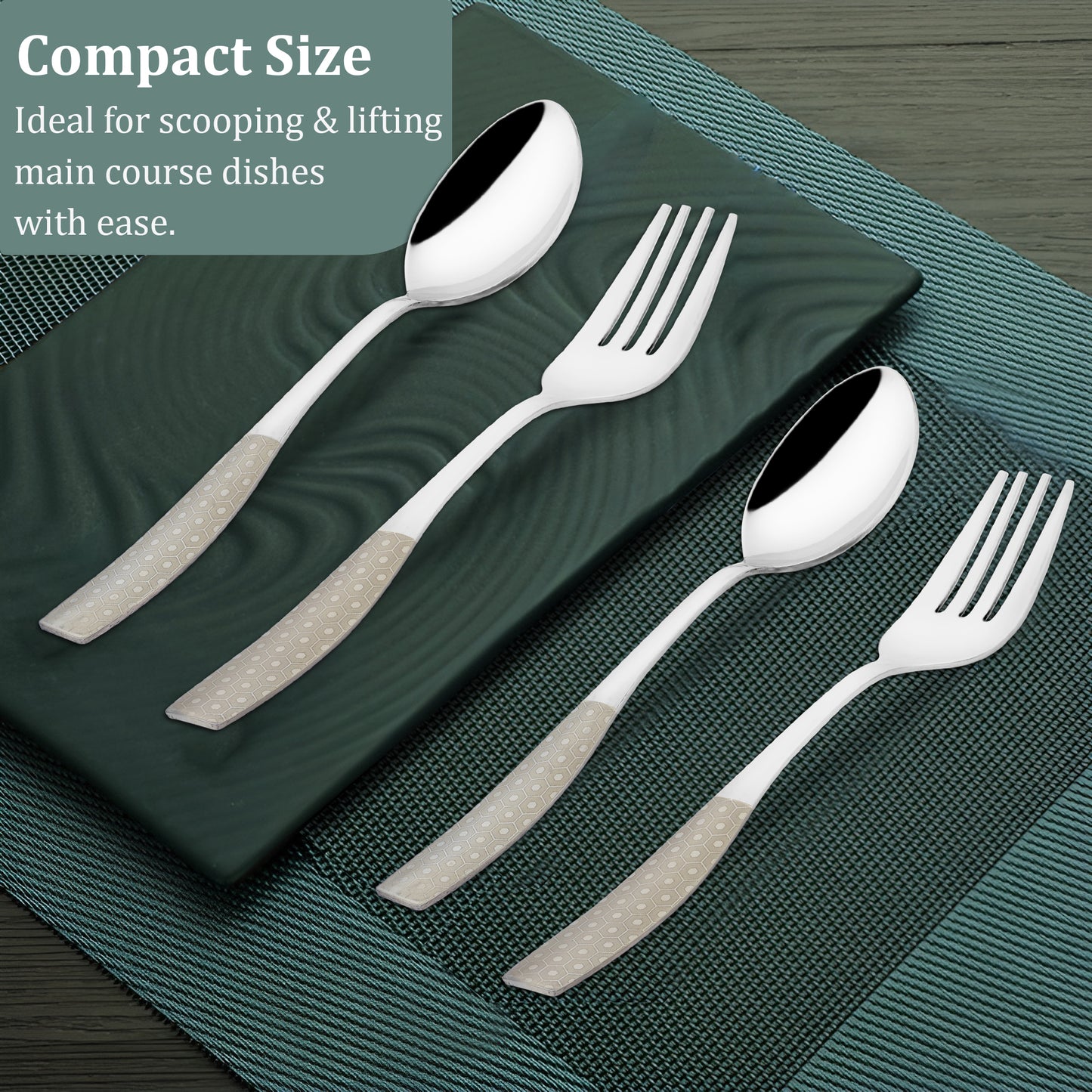 12 Pieces Stainless Steel Premium Cutlery Set - Dinner Spoons & Forks, Silver Dazzle
