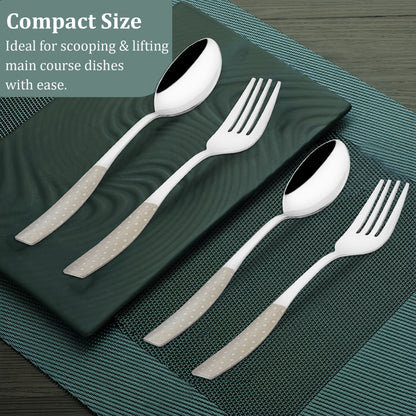 12 Pieces Stainless Steel Premium Cutlery Set - Dinner Spoons & Forks, Silver Dazzle