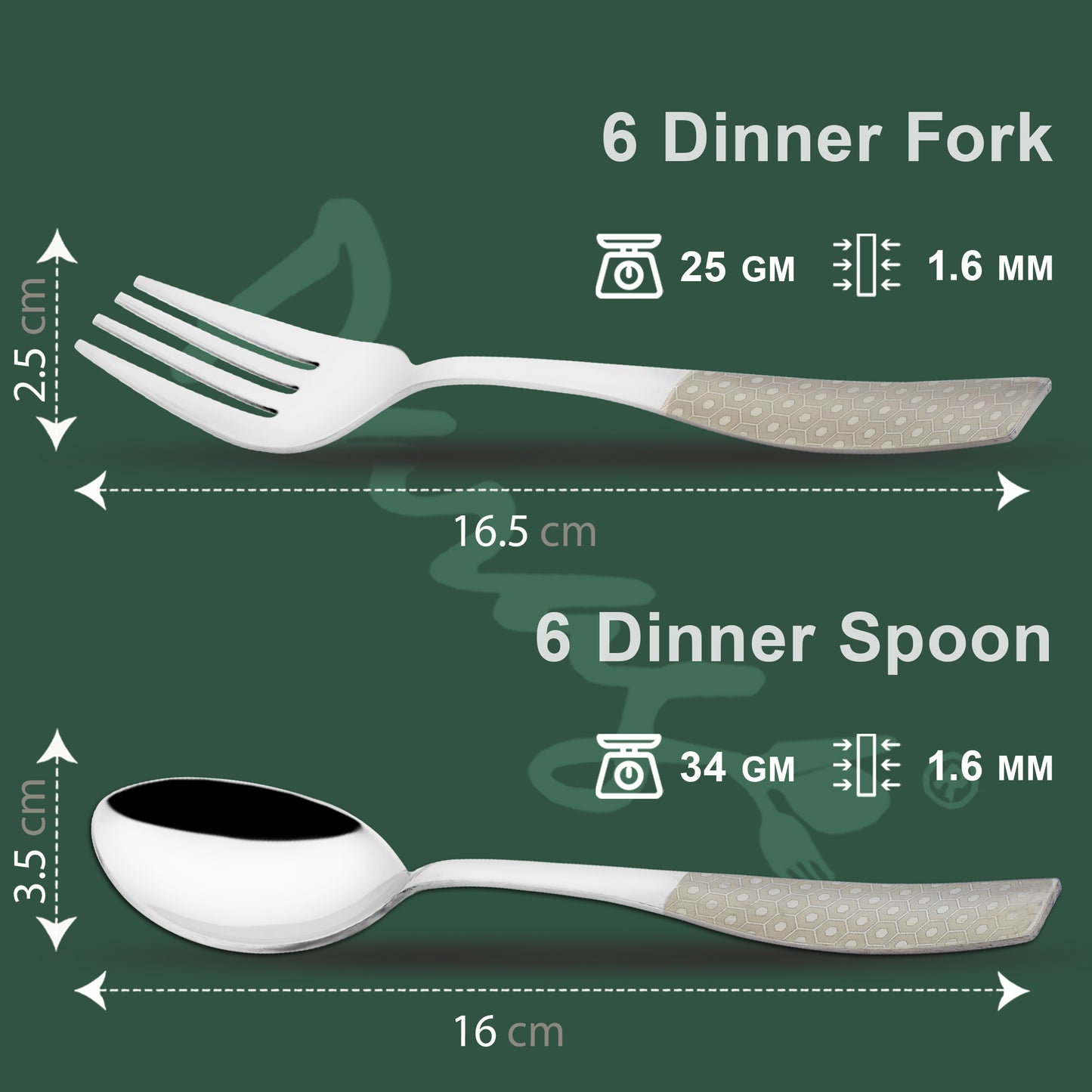 12 Pieces Stainless Steel Premium Cutlery Set - Dinner Spoons & Forks, Silver Dazzle