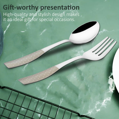 12 Pieces Stainless Steel Premium Cutlery Set - Dinner Spoons & Forks, Silver Dazzle