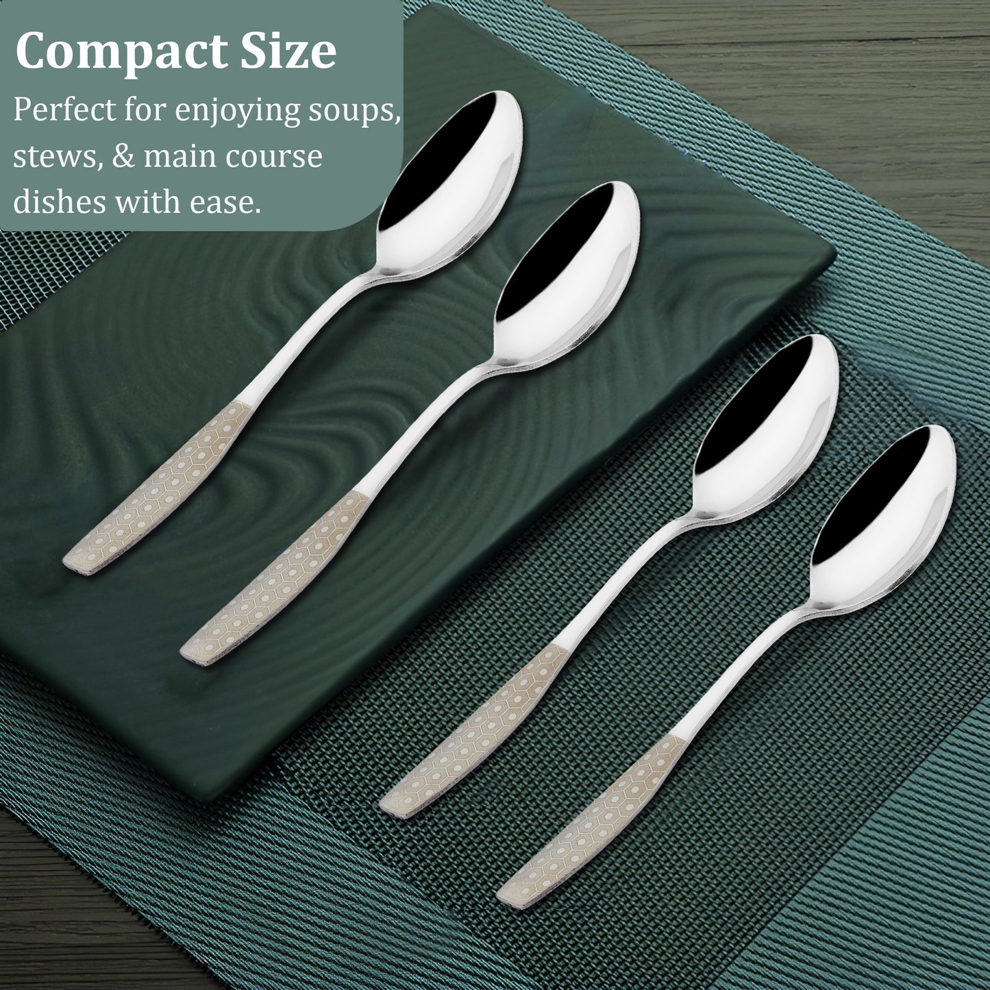Dinner Spoon Set | 16 cm, 12 pcs | Stainless Steel | Silver | Premium