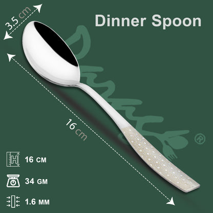 Dinner Spoon Set | 16 cm, 12 pcs | Stainless Steel | Silver | Premium