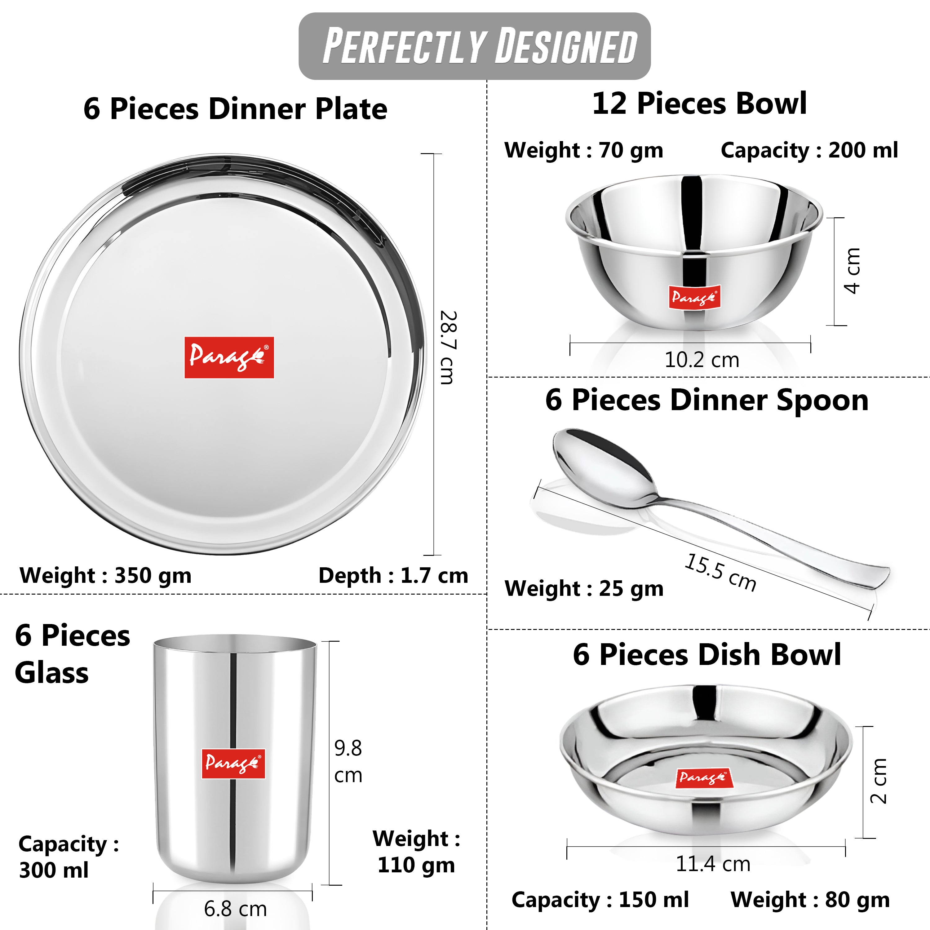 51-Piece Stainless Steel Dinner Set – Heavy Gauge, Serves 6