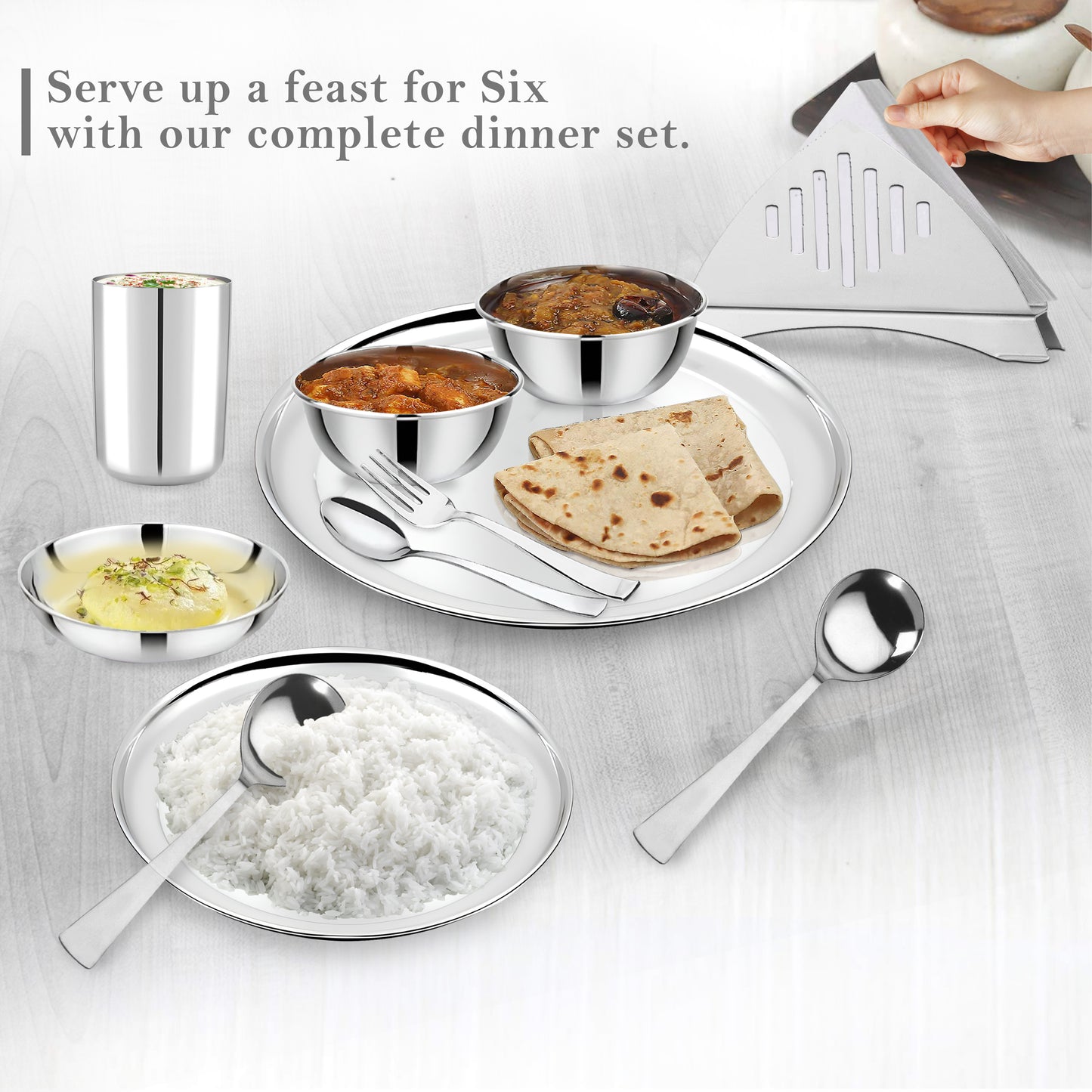 51pc Stainless Steel Dinner Set | Heavy Gauge | Serves 6