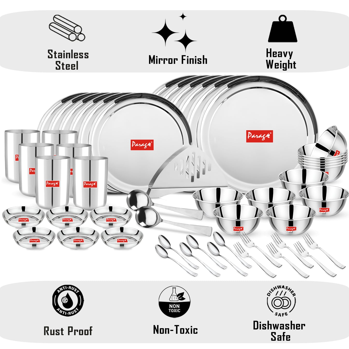 51pc Stainless Steel Dinner Set | Heavy Gauge | Serves 6