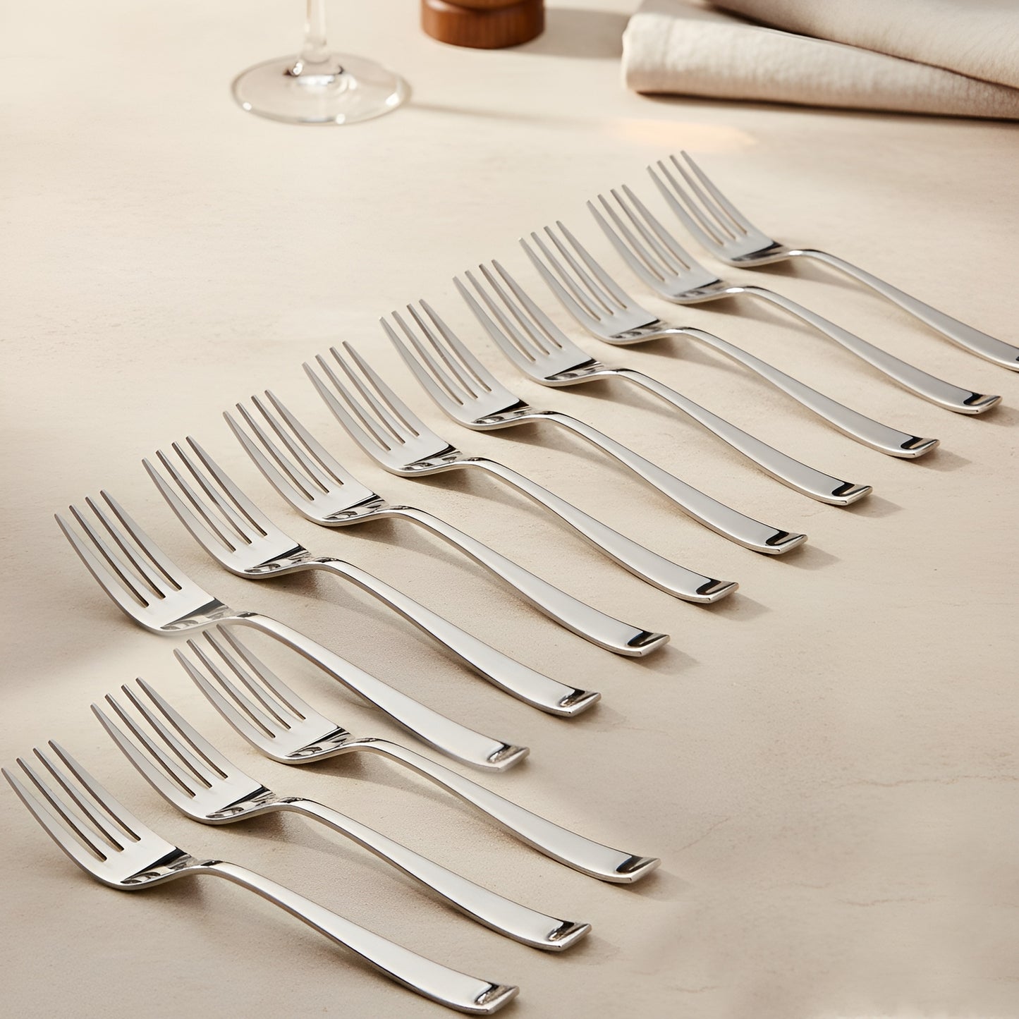 12-Piece Stainless Steel Dinner Forks | 15.5cm Silver Fruit & Dining Table Forks, Premium Cutlery Set for Home & Kitchen